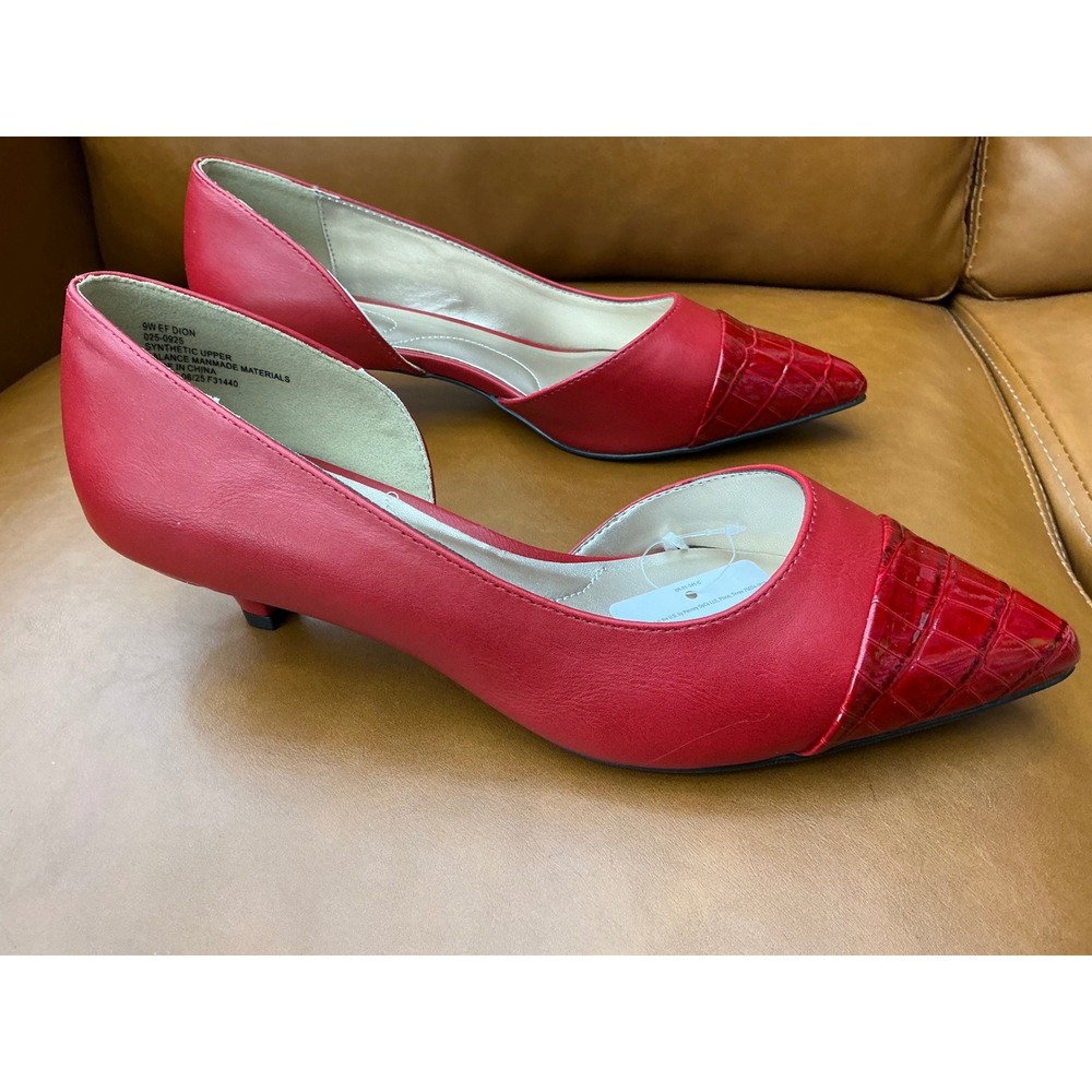 East 5th Dion Pumps Womens 9W Red Wide Width Faux Croc Kitten Heel